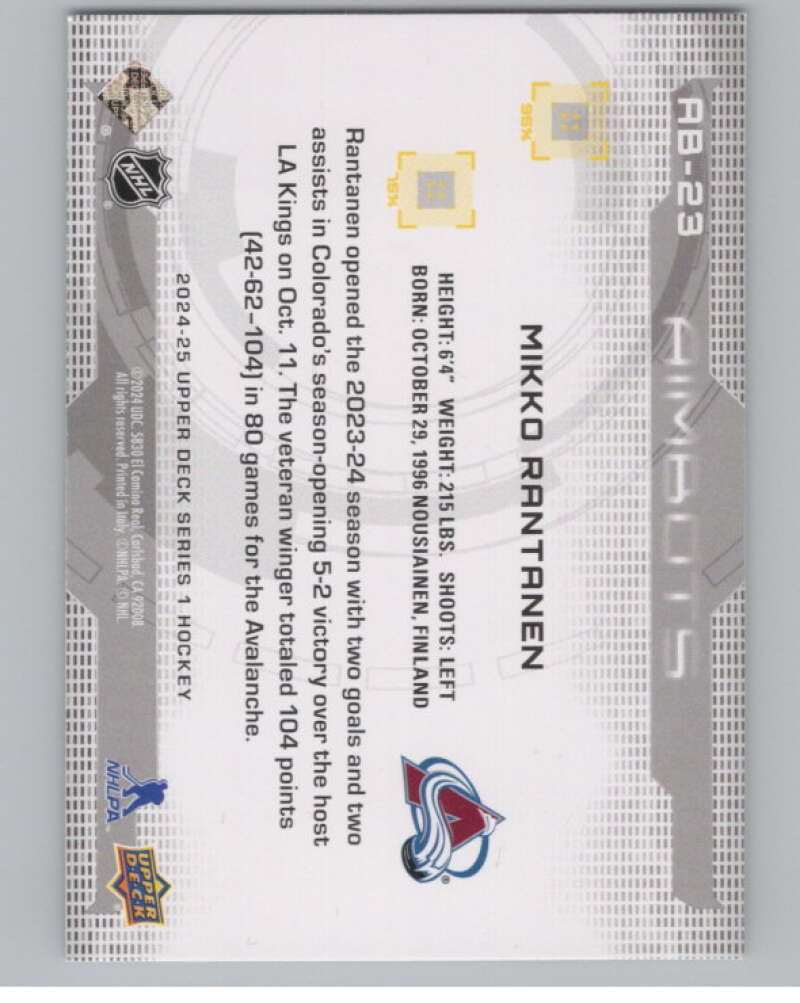 2024-25 Upper Deck Aimbot #AB-23 Mikko Rantanen  Colorado Avalanche  V102141 Image 2