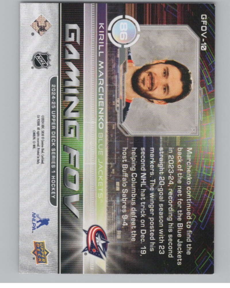 2024-25 Upper Deck Gaming FOV #GFOV-10 Kirill Marchenko  Jackets  V102173 Image 2