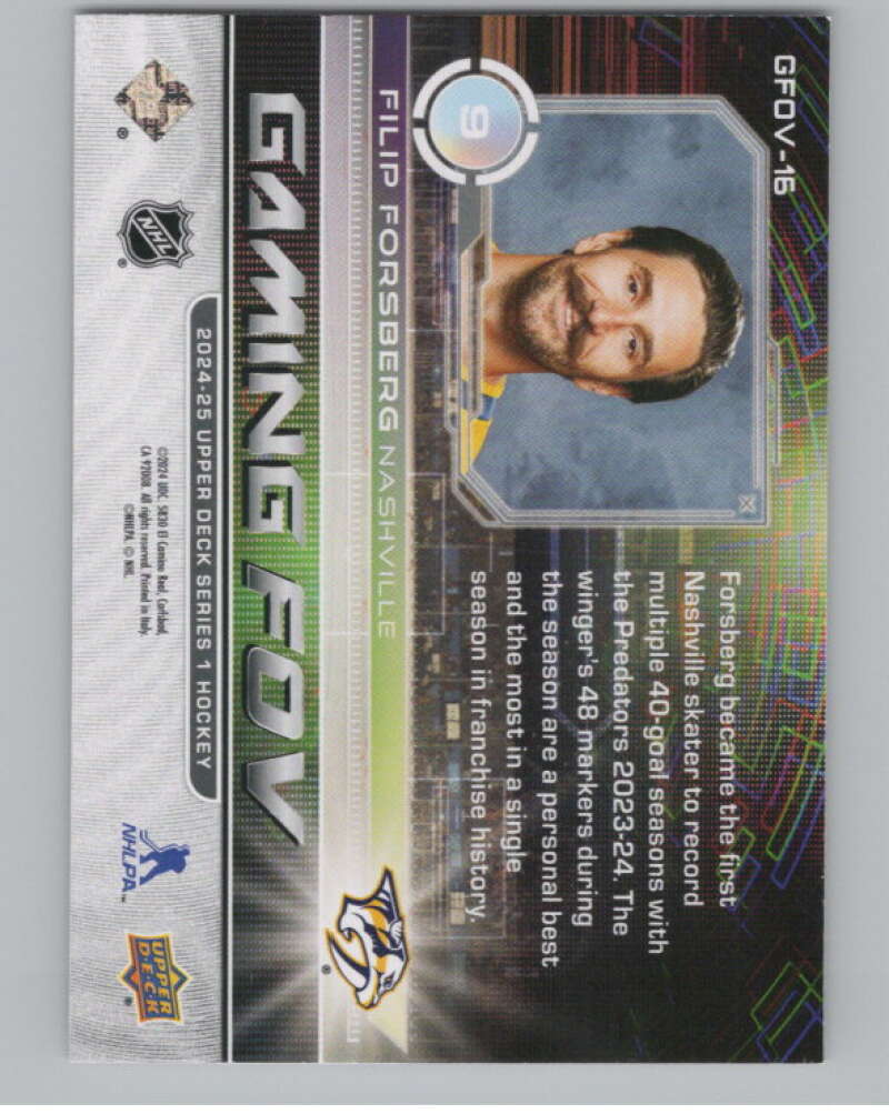 2024-25 Upper Deck Gaming FOV #GFOV-16 Filip Forsberg Predators  V102175 Image 2