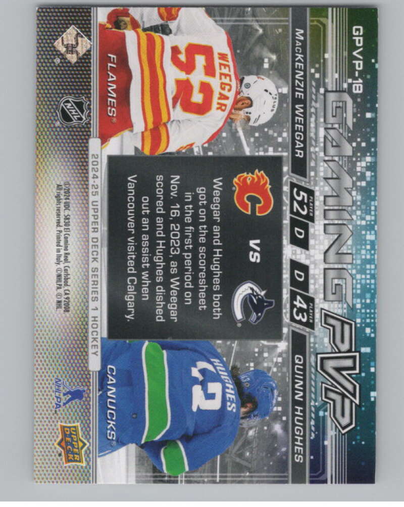 2024-25 Upper Deck Gaming PVP #GPVP-18 MacKenzie Weegar/Quinn Hughes  V102192 Image 2