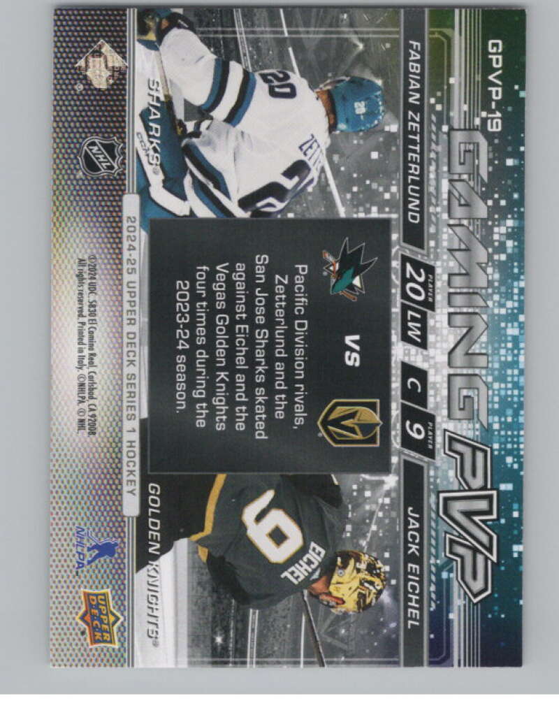 2024-25 Upper Deck Gaming PVP #GPVP-19 Fabian Zetterlund/Jack Eichel  V102193 Image 2