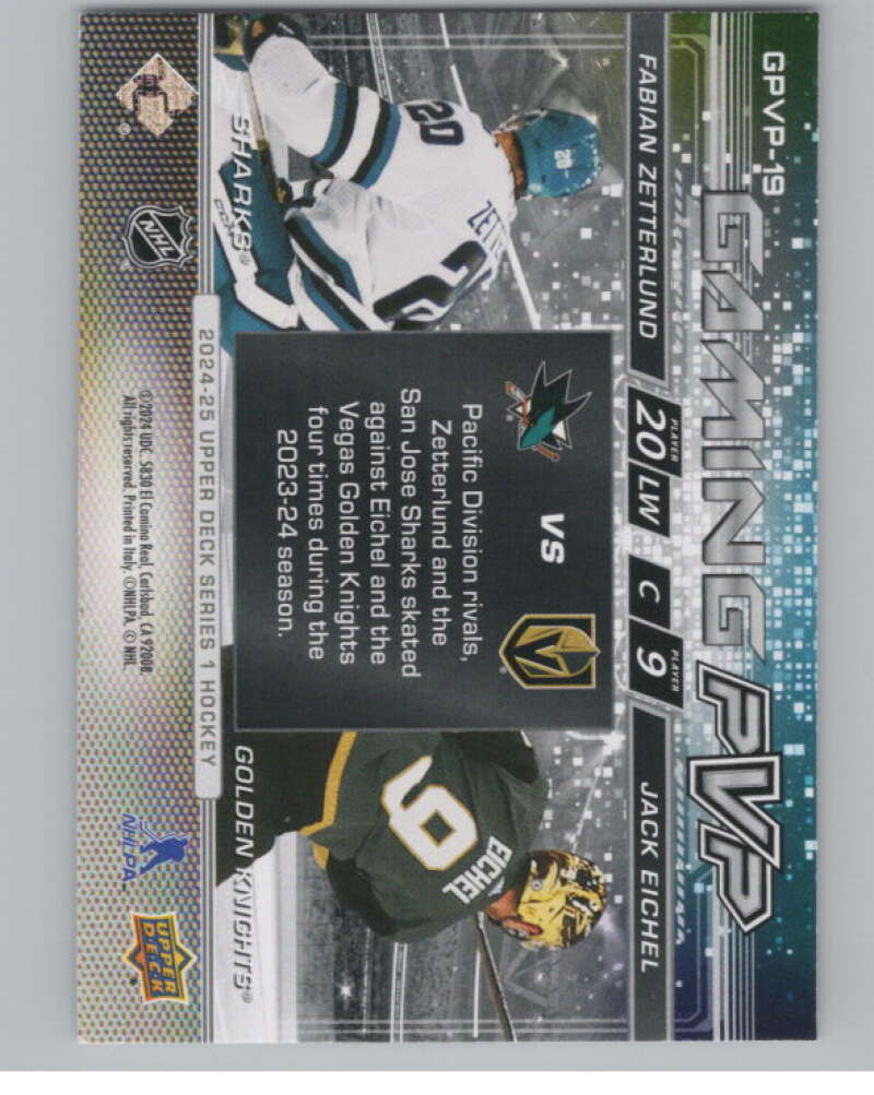 2024-25 Upper Deck Gaming PVP #GPVP-19 Fabian Zetterlund/Jack Eichel  V102194 Image 2