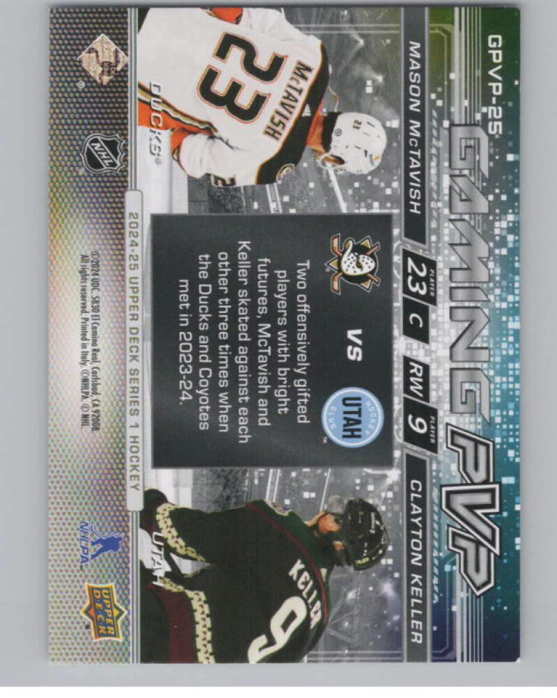2024-25 Upper Deck Gaming PVP #GPVP-25 Mason McTavish/Clayton Keller  V102198 Image 2