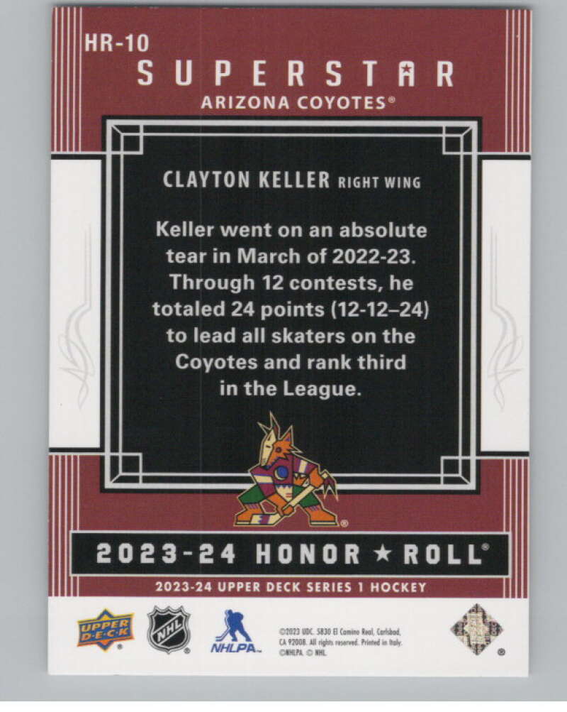 2023-24 Upper Deck Honor Roll #HR-10 Clayton Keller  Arizona Coyotes  V102212 Image 2
