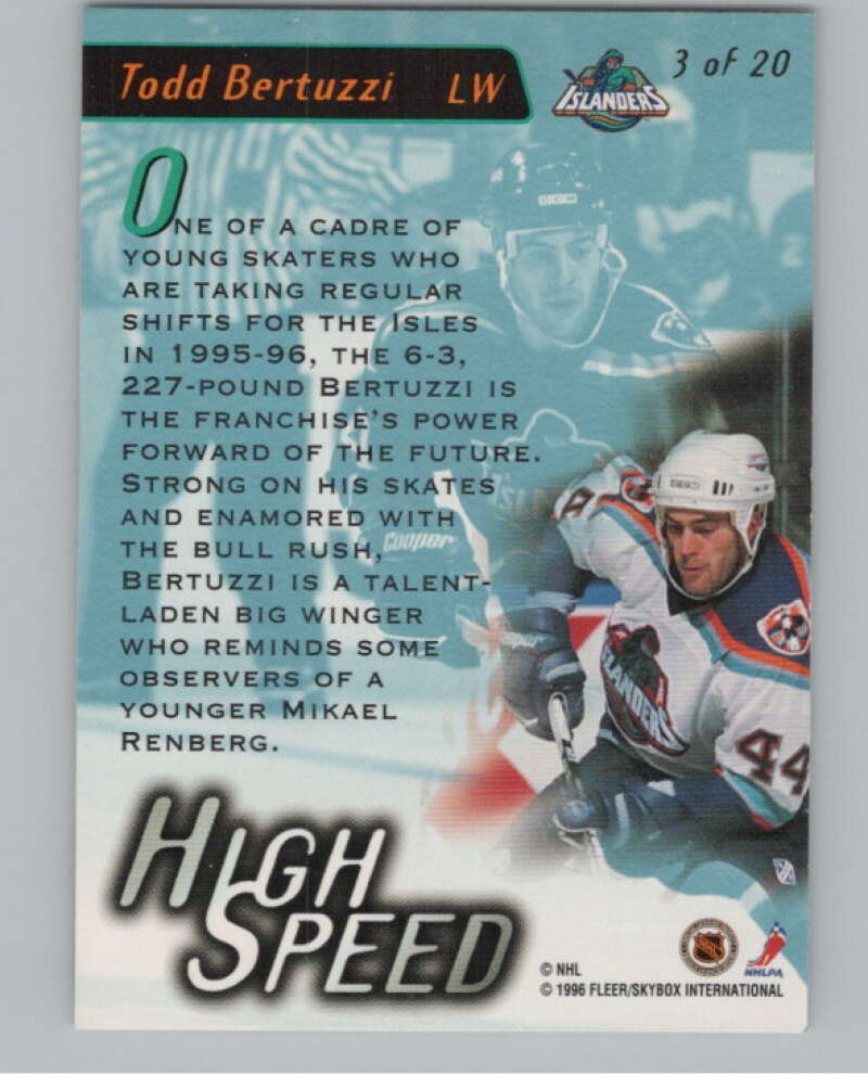 1995-96 Fleer Ultra High Speed #3 Todd Bertuzzi  New York Islanders  V102219 Image 2