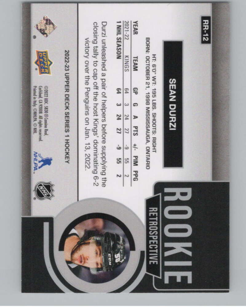 2022-23 Upper Deck Rookie Retrospective #RR-12 Sean Durzi Kings  V102221 Image 2