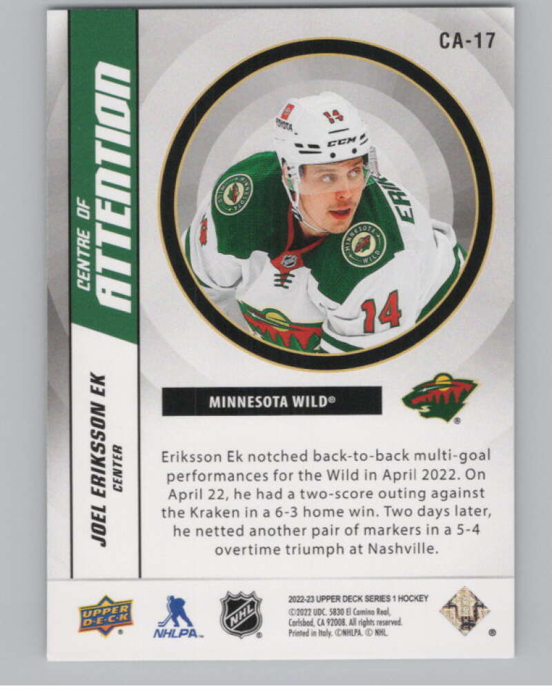 2022-23 Upper Deck Centre of Attention #CA-17 Joel Eriksson Ek Wild  V102237 Image 2