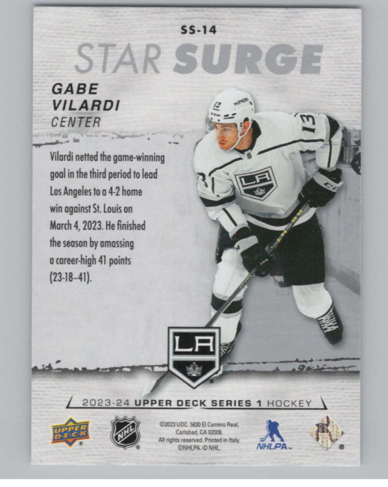 2023-24 Upper Deck Star Surge #SS-14 Gabe Vilardi  Los Angeles Kings  V102248 Image 2