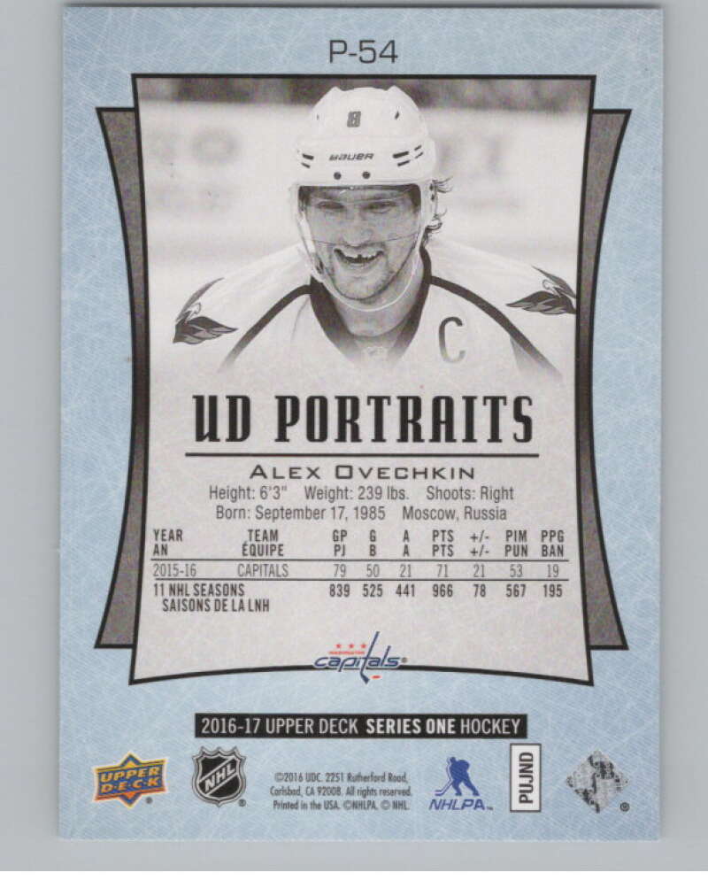 2016-17 Upper Deck UD Portraits #P-54 Alexander Ovechkin Superstars  V102257 Image 2