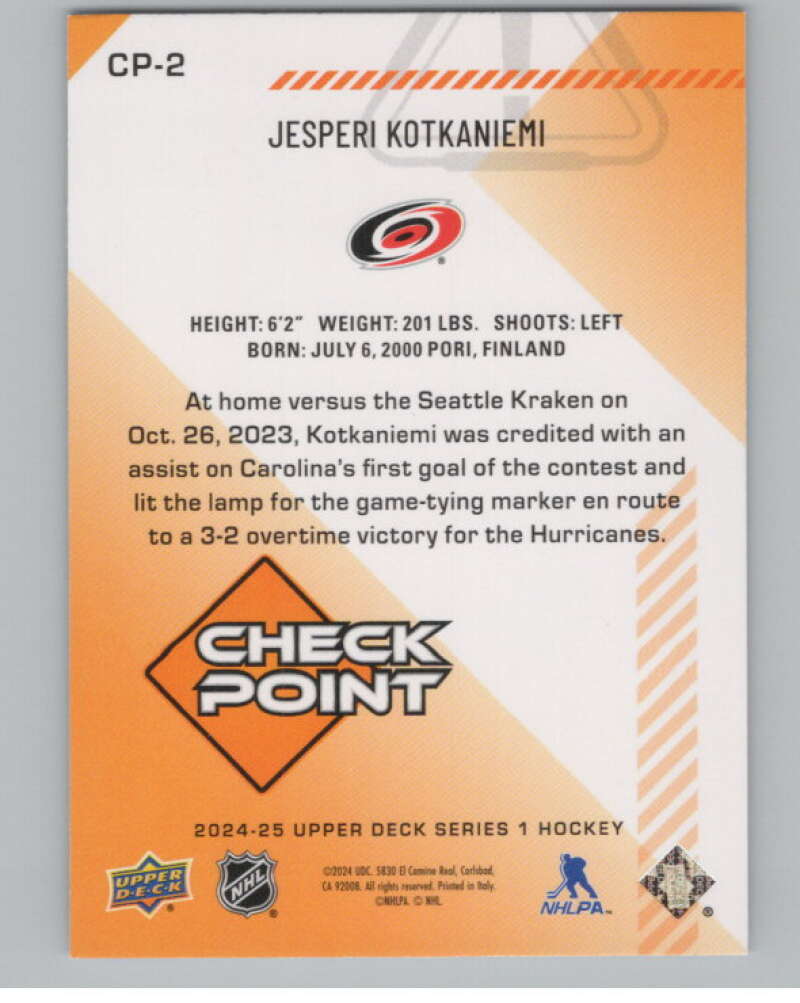 2024-25 Upper Deck Checkpoint #CP-2 Jesperi Kotkaniemi Hurricanes  V102278 Image 2