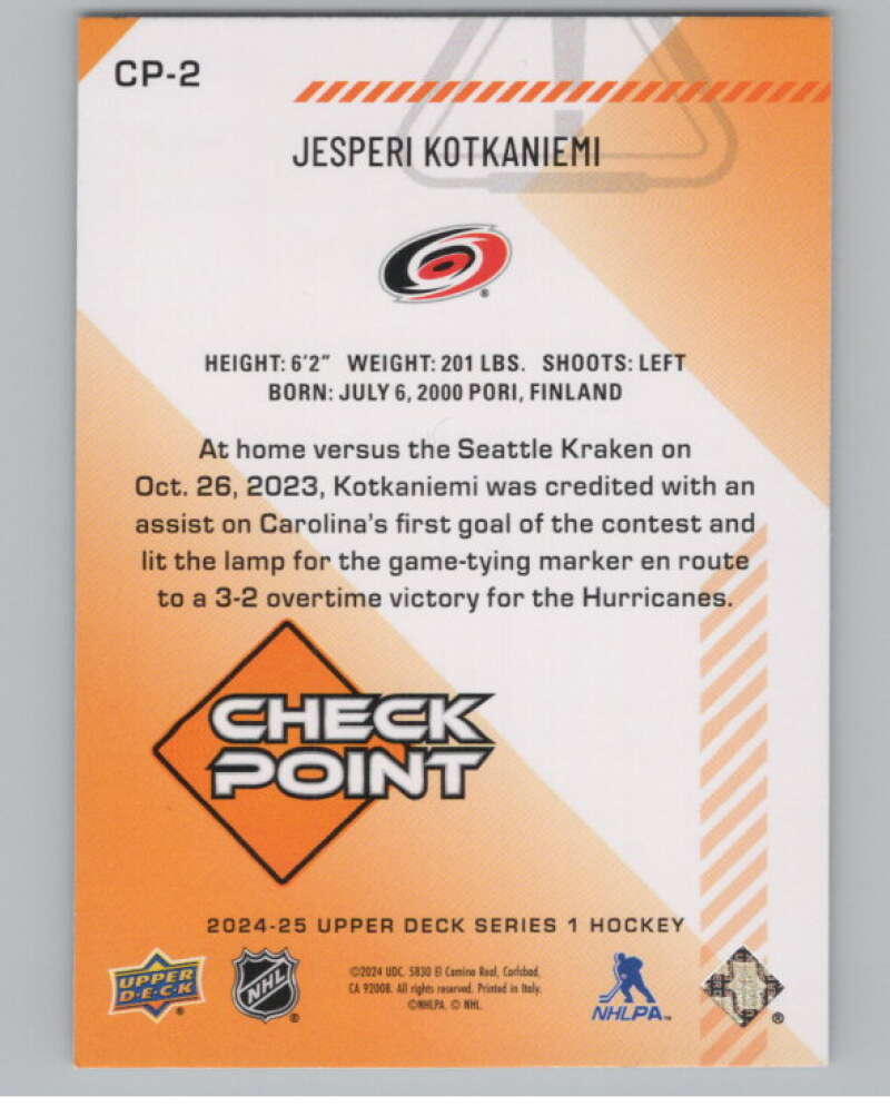 2024-25 Upper Deck Checkpoint #CP-2 Jesperi Kotkaniemi Hurricanes  V102279 Image 2