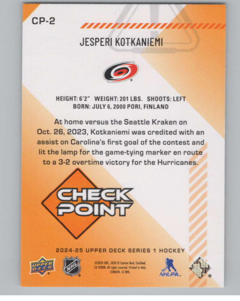 2024-25 Upper Deck Checkpoint #CP-2 Jesperi Kotkaniemi Hurricanes  V102280 Image 2