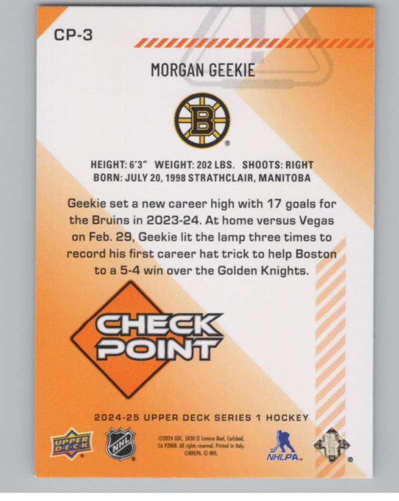 2024-25 Upper Deck Checkpoint #CP-3 Morgan Geekie  Boston Bruins  V102281 Image 2