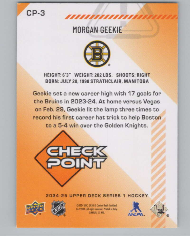 2024-25 Upper Deck Checkpoint #CP-3 Morgan Geekie  Boston Bruins  V102282 Image 2