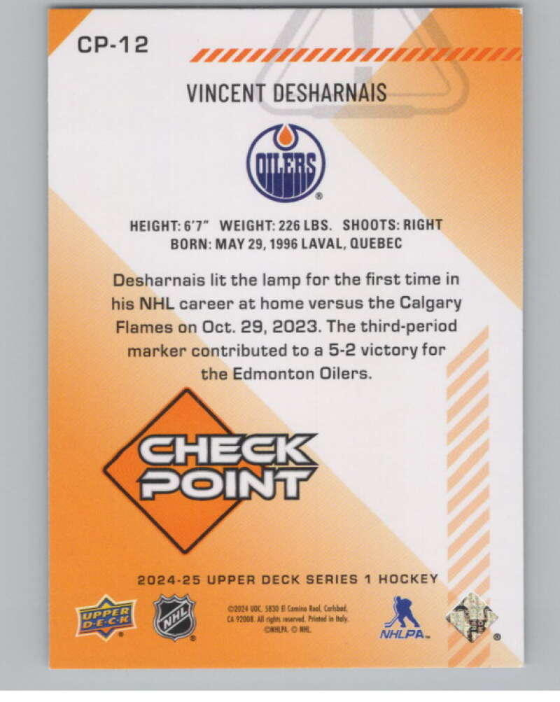 2024-25 Upper Deck Checkpoint #CP-12 Vincent Desharnais  Edmonton Oilers  V102287 Image 2