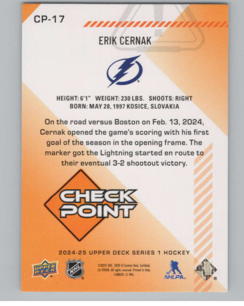 2024-25 Upper Deck Checkpoint #CP-17 Erik Cernak  Tampa Bay Lightning  V102292 Image 2