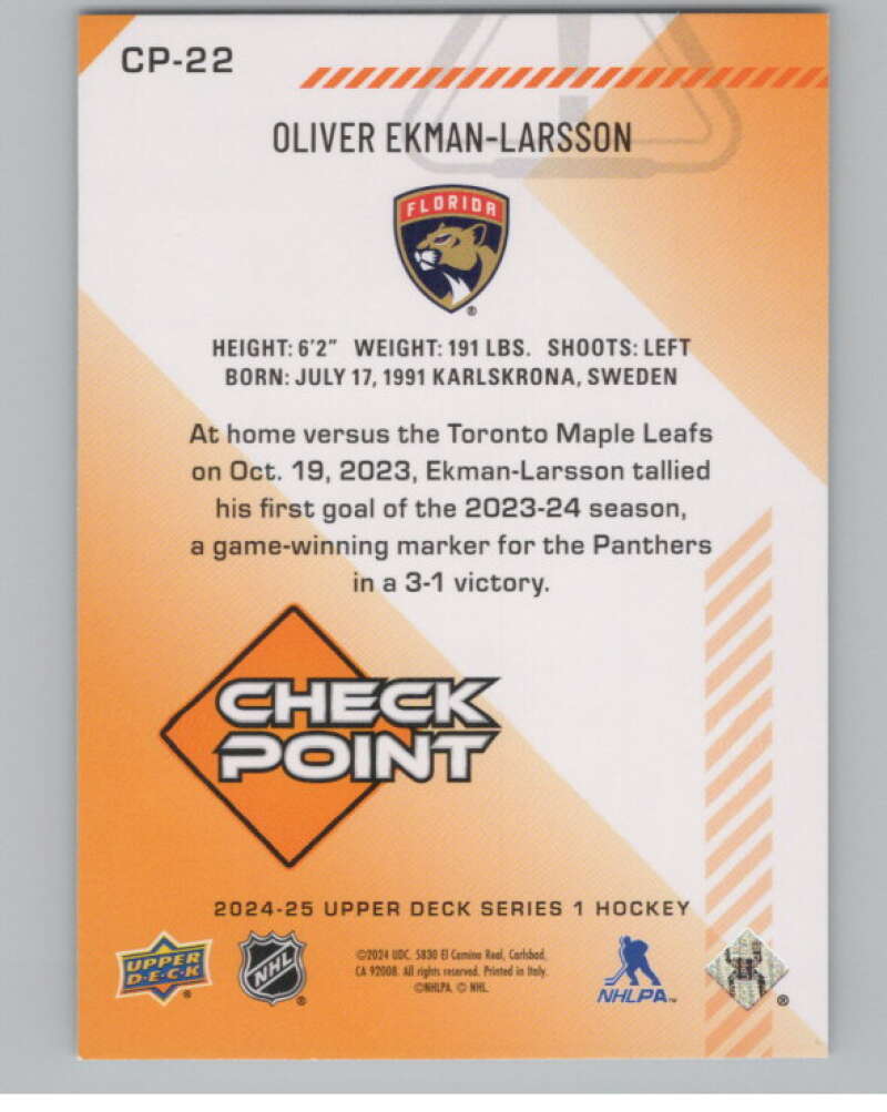 2024-25 Upper Deck Checkpoint #CP-22 Oliver Ekman-Larsson Panthers  V102297 Image 2