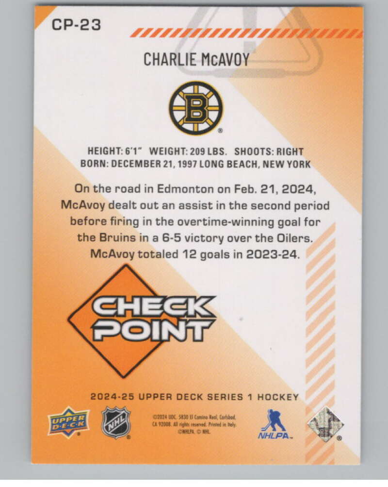 2024-25 Upper Deck Checkpoint #CP-23 Charlie McAvoy  Boston Bruins  V102298 Image 2