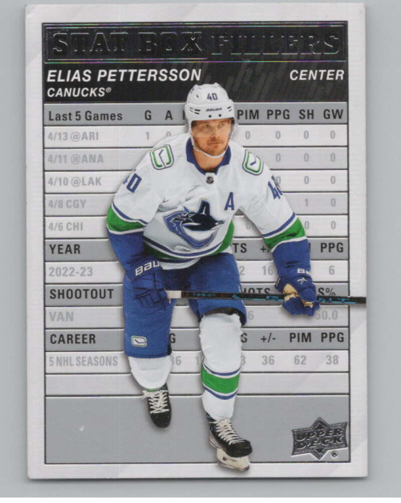 2023-24 Upper Deck Stat Box Fillers #SB-6 Elias Pettersson Canucks  V102302 Image 1