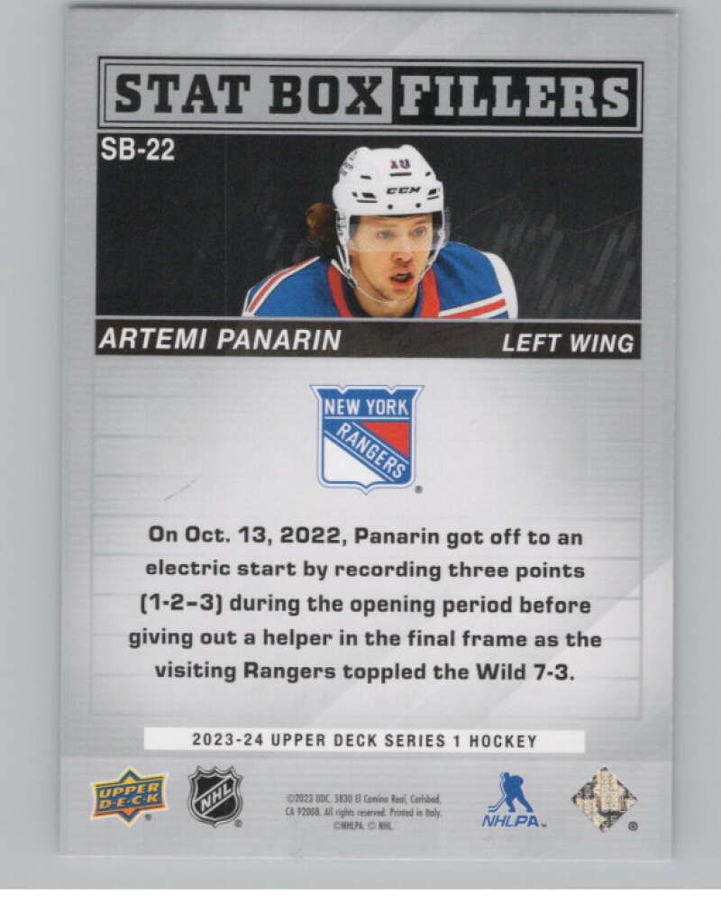 2023-24 Upper Deck Stat Box Fillers #SB-22 Artemi Panarin Rangers  V102307 Image 2