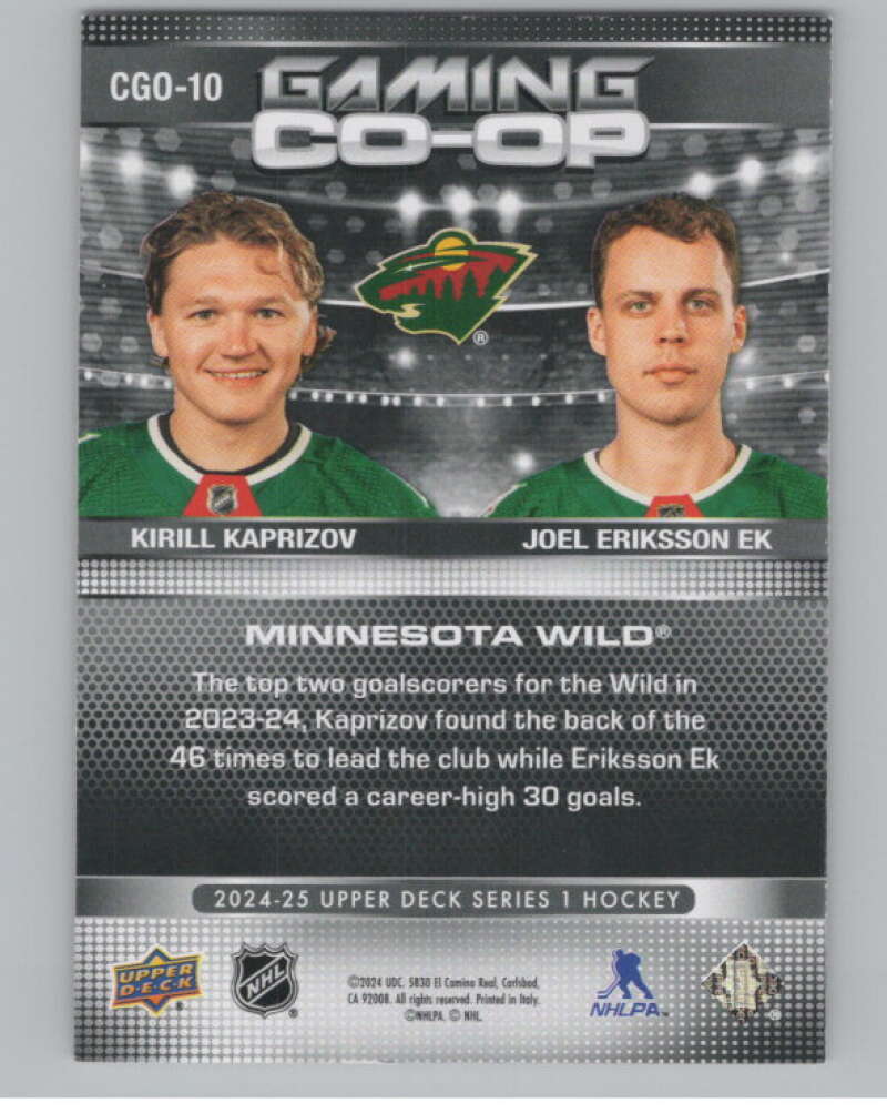 2024-25 Upper Deck Gaming Co-Op #CGO-10 Kirill Kaprizov/Joel Eriksson Ek  V102309 Image 2