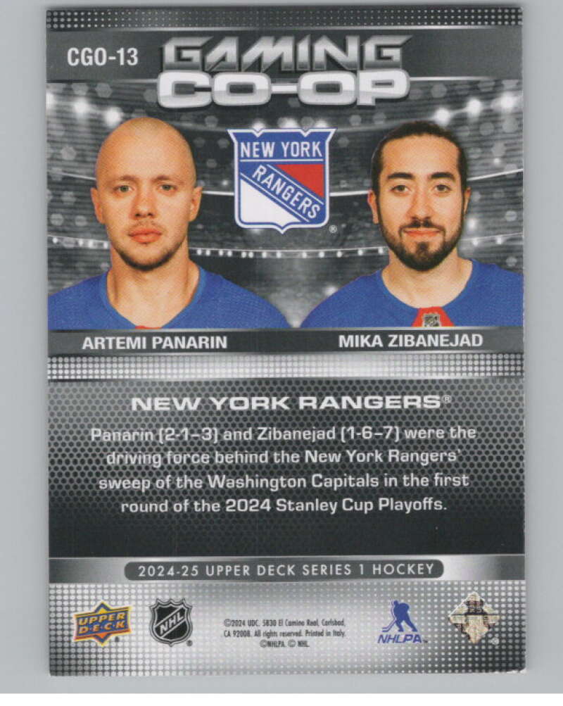 2024-25 Upper Deck Gaming Co-Op #CGO-13 Artemi Panarin/Mika Zibanejad  V102311 Image 2