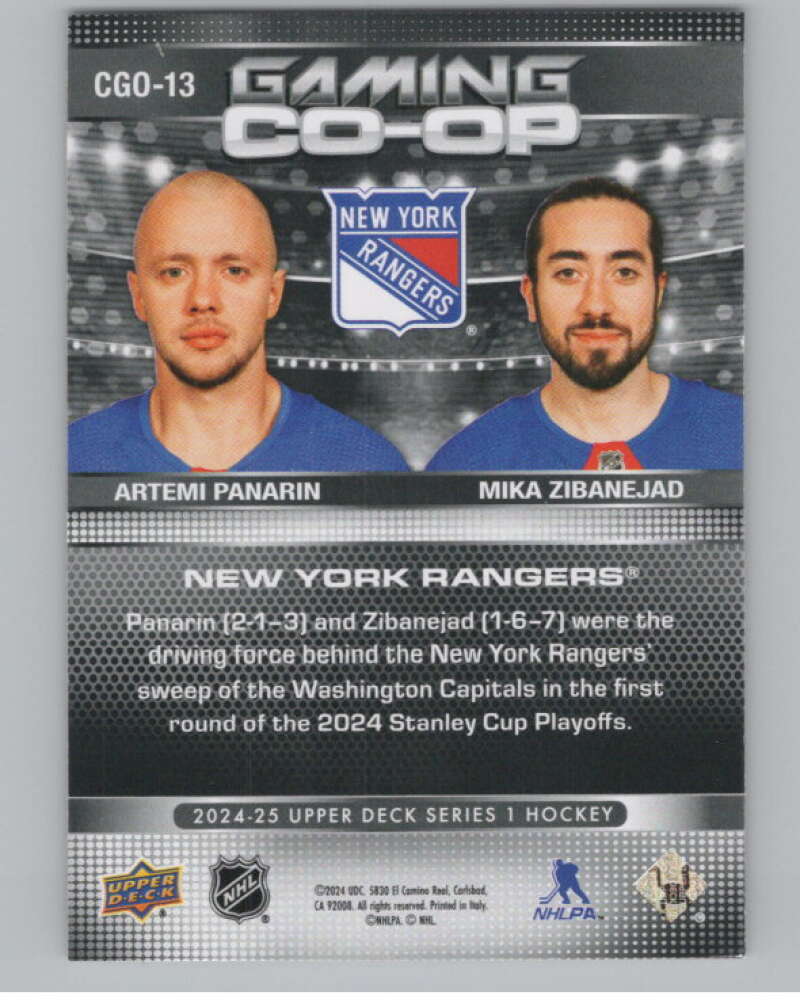 2024-25 Upper Deck Gaming Co-Op #CGO-13 Artemi Panarin/Mika Zibanejad  V102312 Image 2
