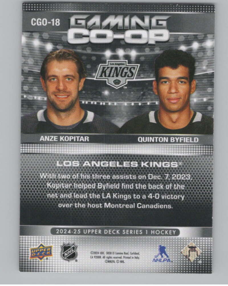 2024-25 Upper Deck Gaming Co-Op #CGO-18 Anze Kopitar/Quinton Byfield  V102314 Image 2