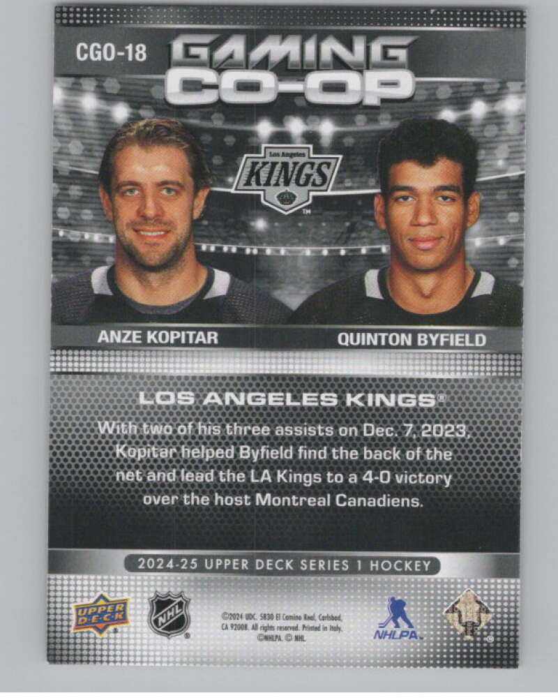 2024-25 Upper Deck Gaming Co-Op #CGO-18 Anze Kopitar/Quinton Byfield  V102315 Image 2