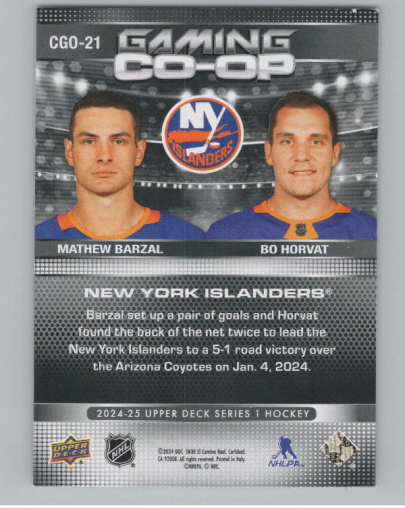 2024-25 Upper Deck Gaming Co-Op #CGO-21 Mathew Barzal/Bo Horvat  V102316 Image 2