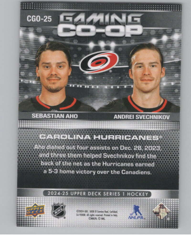 2024-25 Upper Deck Gaming Co-Op #CGO-25 Sebastian Aho/Andrei Svechnikov  V102317 Image 2