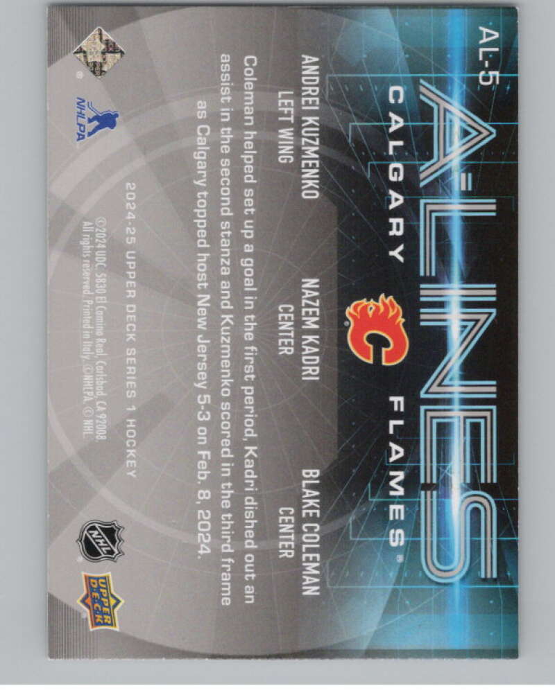 2024-25 Upper Deck A-Lines #AL-5 Andrei Kuzmenko/Nazem Kadri/Coleman  V102318 Image 2