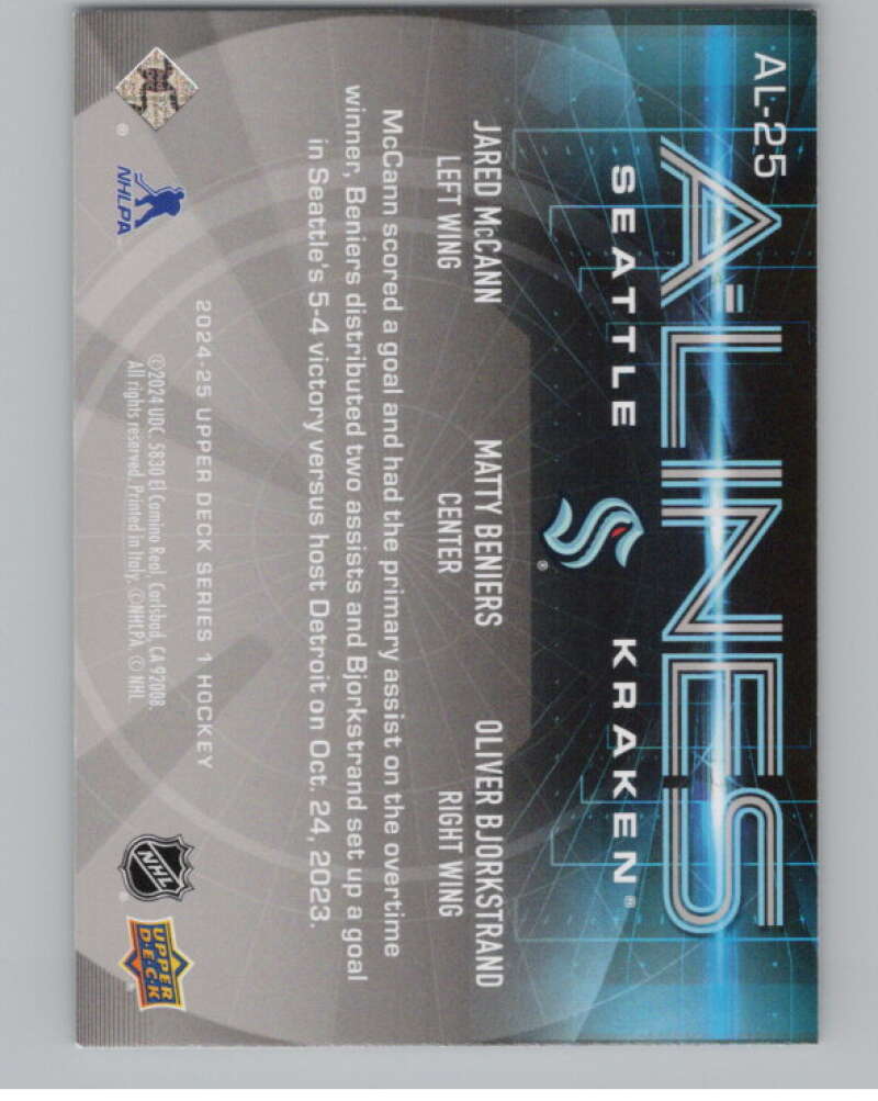 2024-25 Upper Deck A-Lines #AL-25 Jared McCann/Matty Beniers/Bjorkstrand  V102323 Image 2