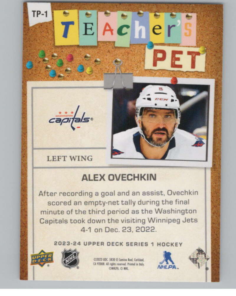 2023-24 Upper Deck Teachers Pet #TP-1 Alex Ovechkin  Washington Capitals  V102326 Image 2