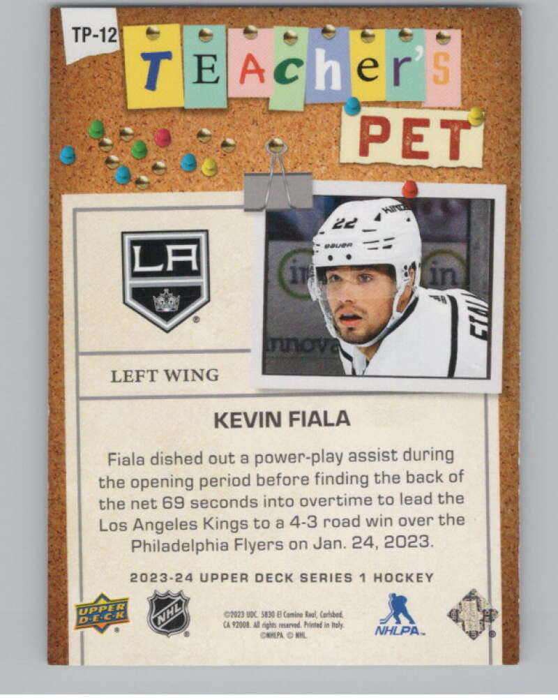 2023-24 Upper Deck Teachers Pet #TP-12 Kevin Fiala  Los Angeles Kings  V102331 Image 2