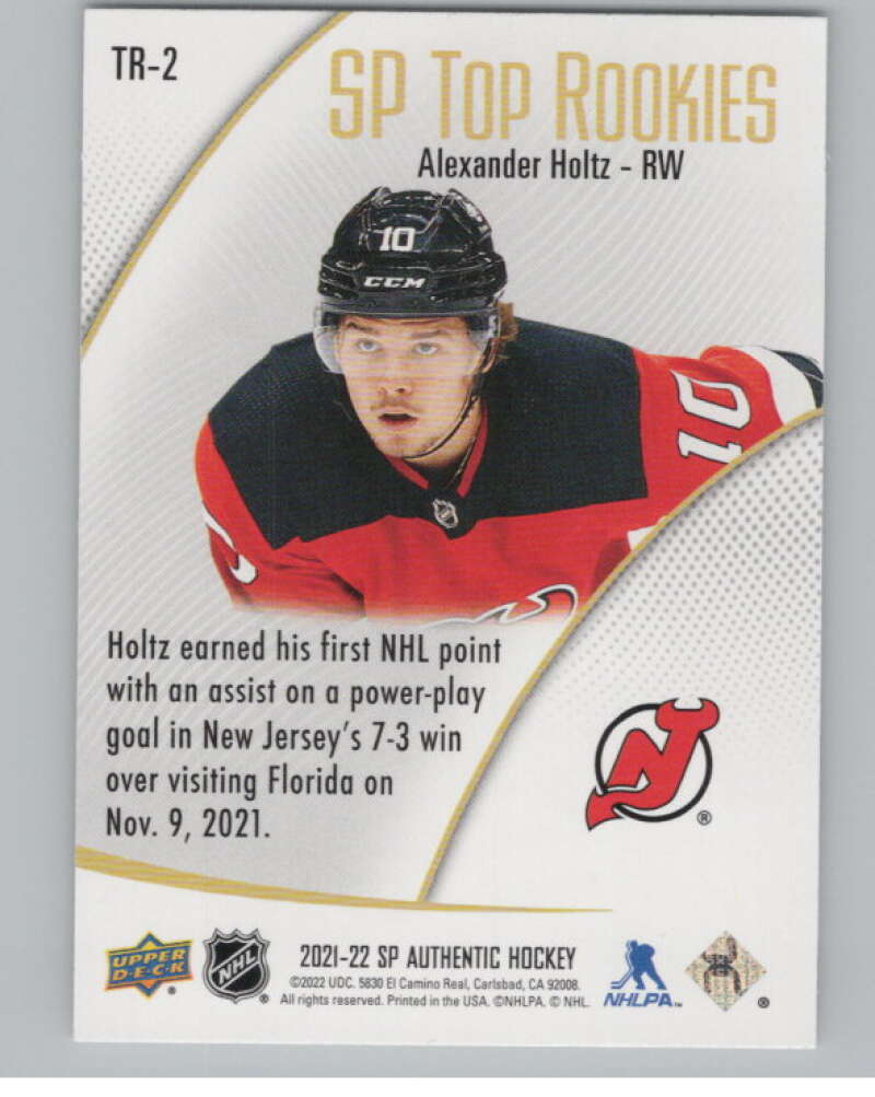 2021-22 SP Authentic Top Rookies #TR-2 Alexander Holtz Devils  V102333 Image 2
