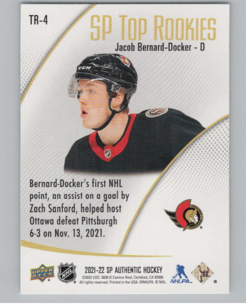 2021-22 SP Authentic Top Rookies #TR-4 Jacob Bernard-Docker Senators  V102334 Image 2