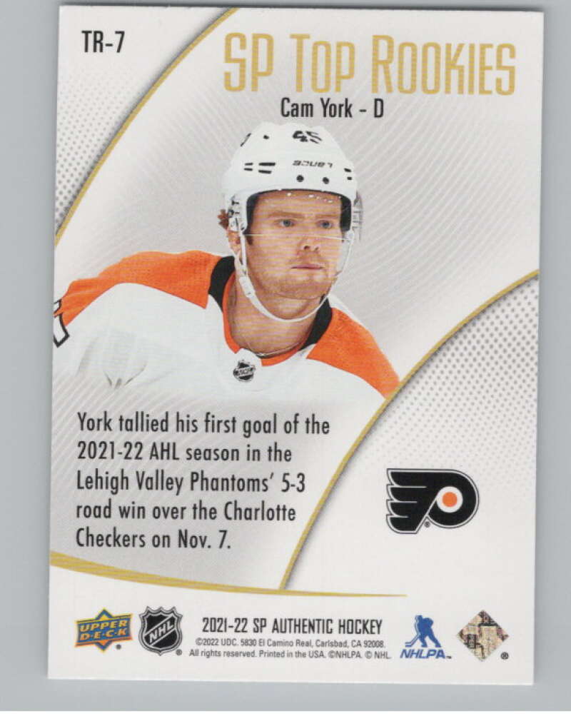 2021-22 SP Authentic Top Rookies #TR-7 Cam York  Philadelphia Flyers  V102337 Image 2