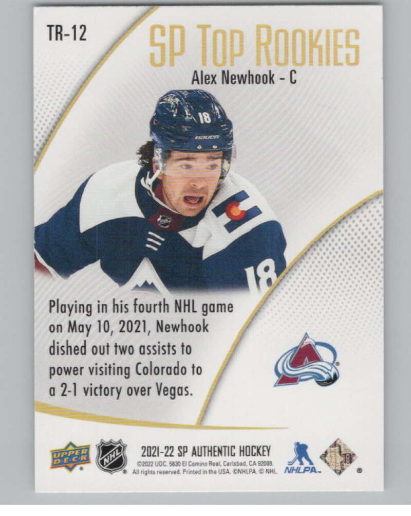 2021-22 SP Authentic Top Rookies #TR-12 Alex Newhook Avalanche  V102341 Image 2