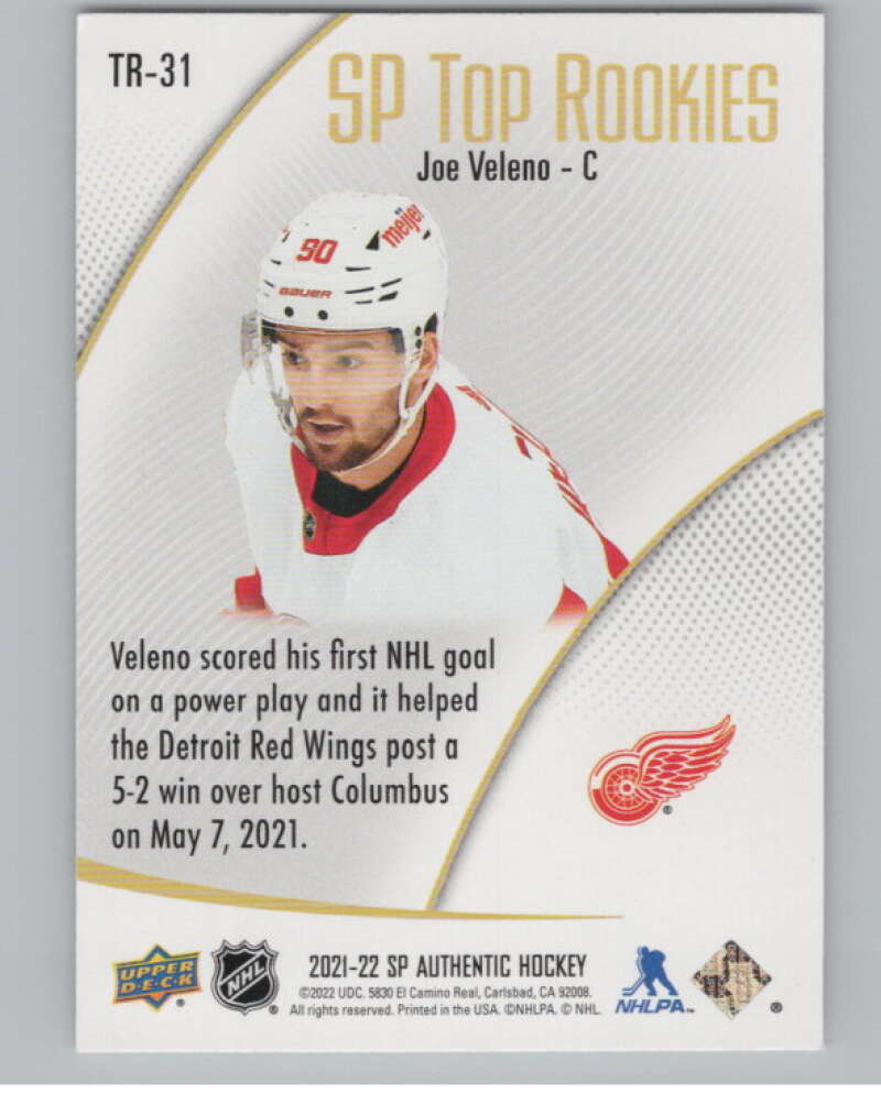 2021-22 SP Authentic Top Rookies #TR-31 Joe Veleno  Detroit Red Wings  V102354 Image 2
