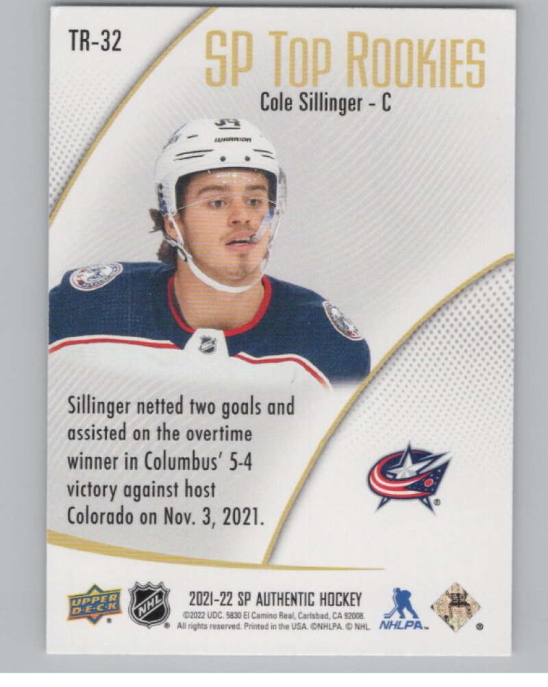 2021-22 SP Authentic Top Rookies #TR-32 Cole Sillinger Jackets  V102355 Image 2