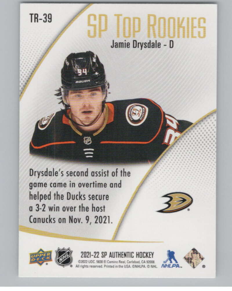 2021-22 SP Authentic Top Rookies #TR-39 Jamie Drysdale  Anaheim Ducks  V102362 Image 2