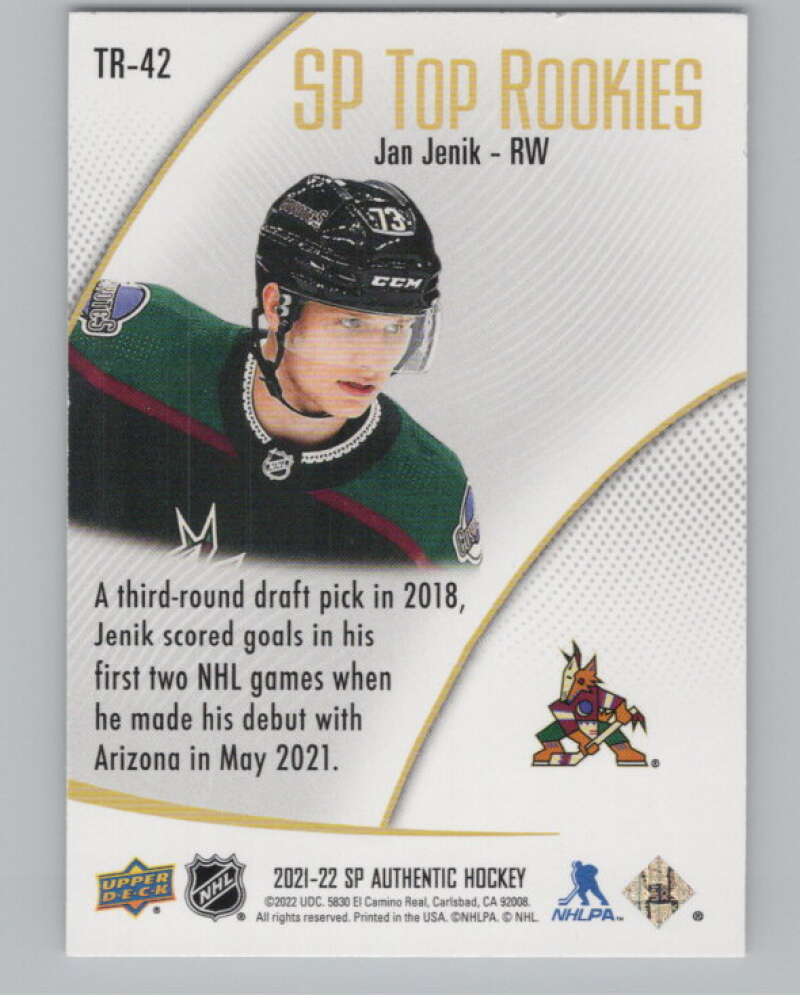 2021-22 SP Authentic Top Rookies #TR-42 Jan Jenik  Arizona Coyotes  V102363 Image 2
