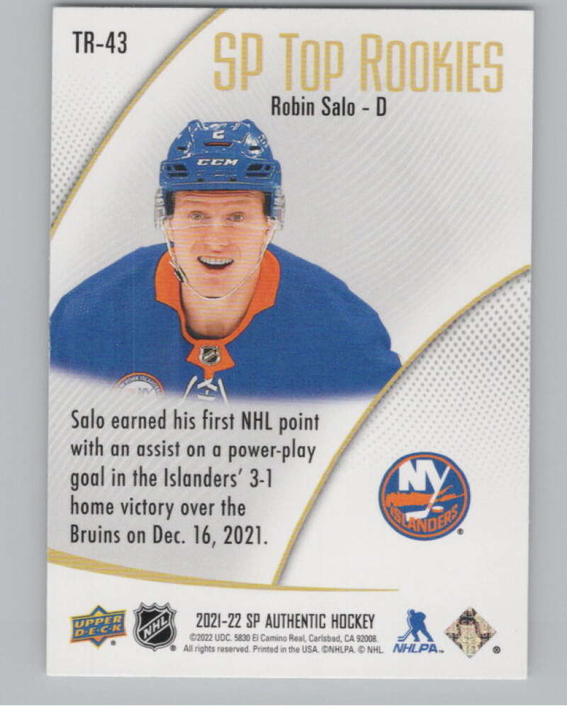 2021-22 SP Authentic Top Rookies #TR-43 J.J. Peterka  Buffalo Sabres  V102364 Image 2