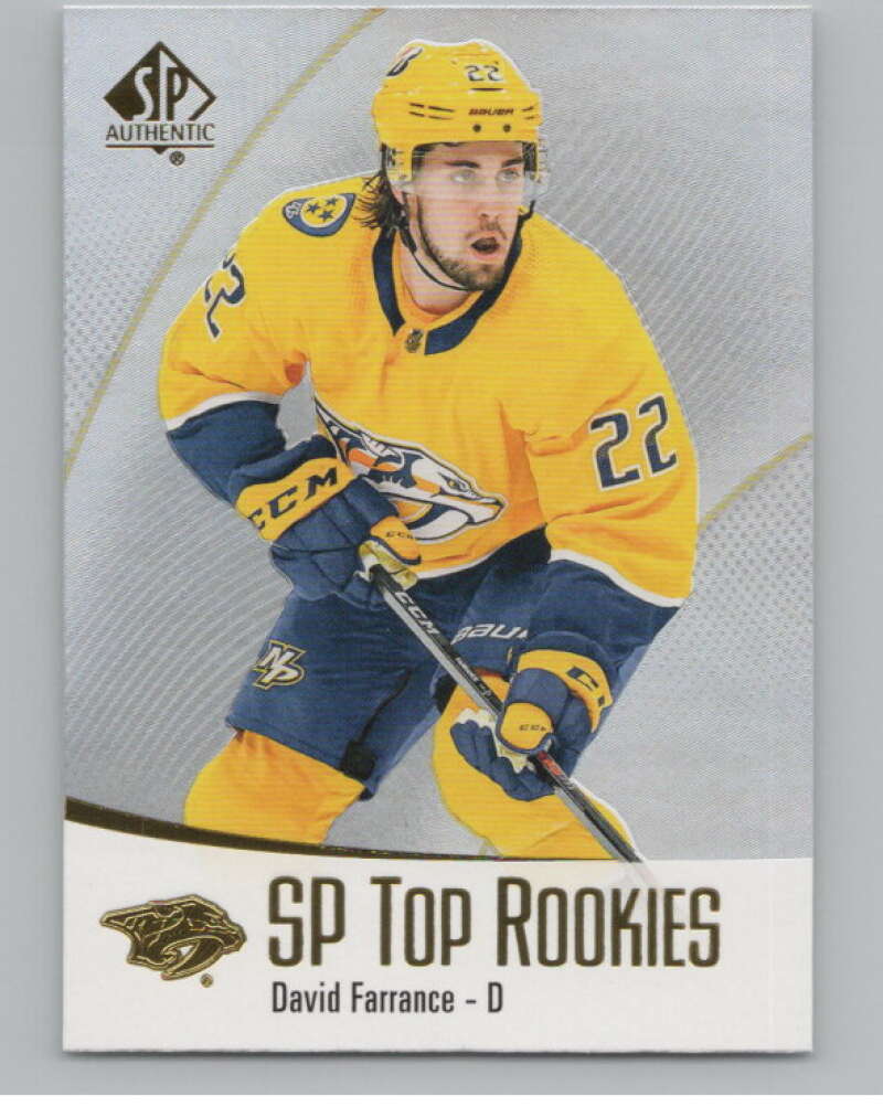 2021-22 SP Authentic Top Rookies #TR-47 David Farrance Predators  V102366 Image 1