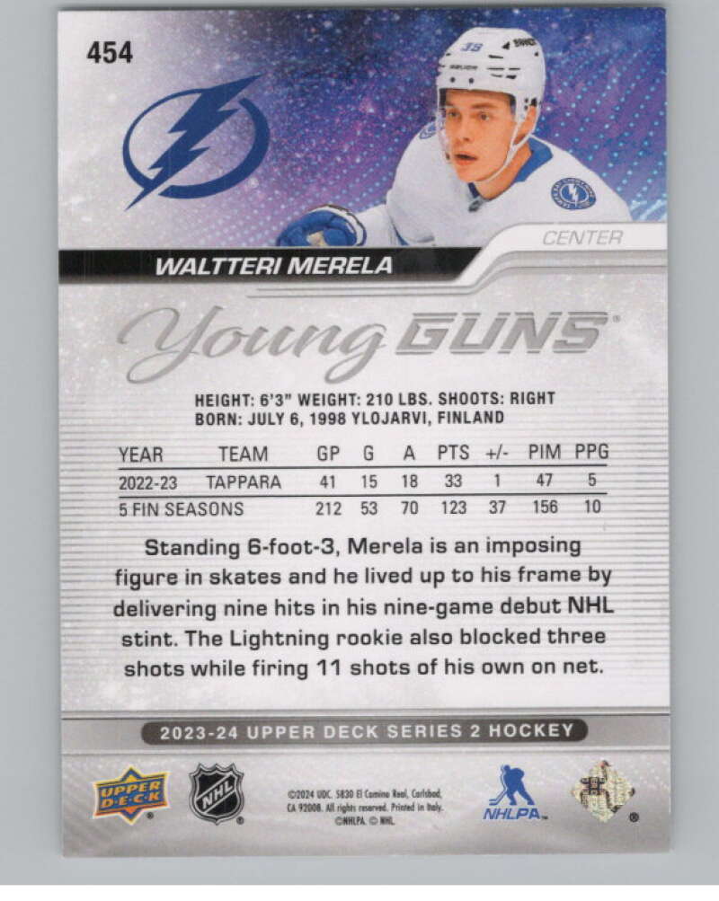 2023-24 Upper Deck Outburst #454 Waltteri Merela Young Guns RC Rookie   V102419 Image 2