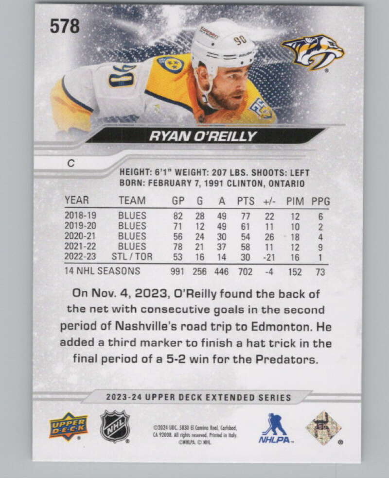 2023-24 Upper Deck Extended Series Outburst #578 Ryan O'Reilly  V102420 Image 2