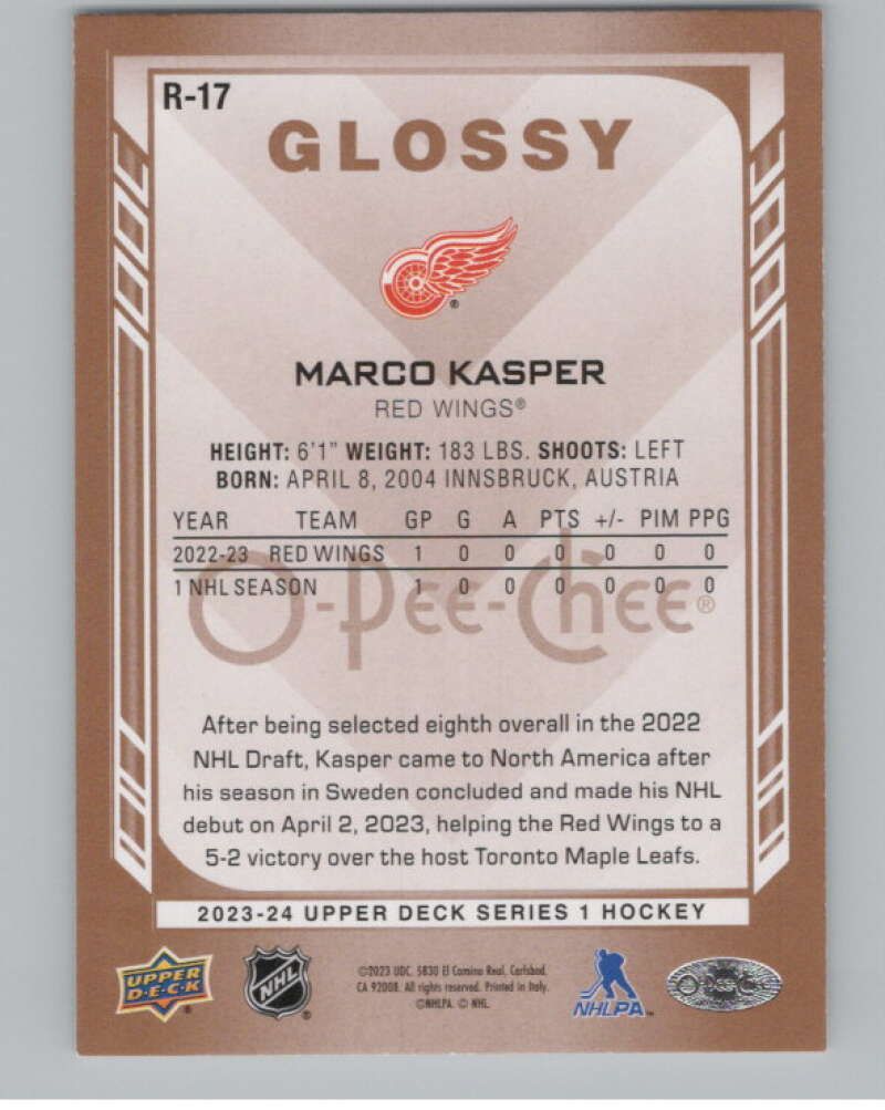 2023-24 Upper Deck OPC Glossy #R-17 Marco Kasper RC Rookie Wings  V102448 Image 2
