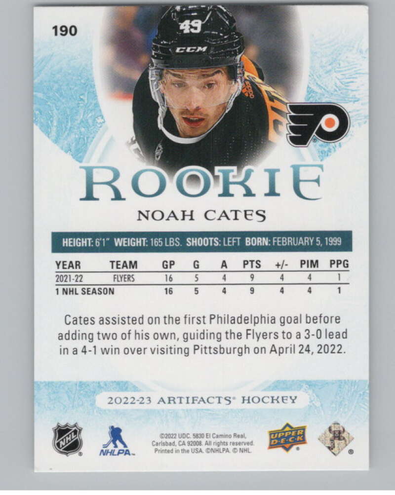 2022-23 Upper Deck Artifacts Turquoise #190 Noah Cates  RC Rookie   V102475 Image 2