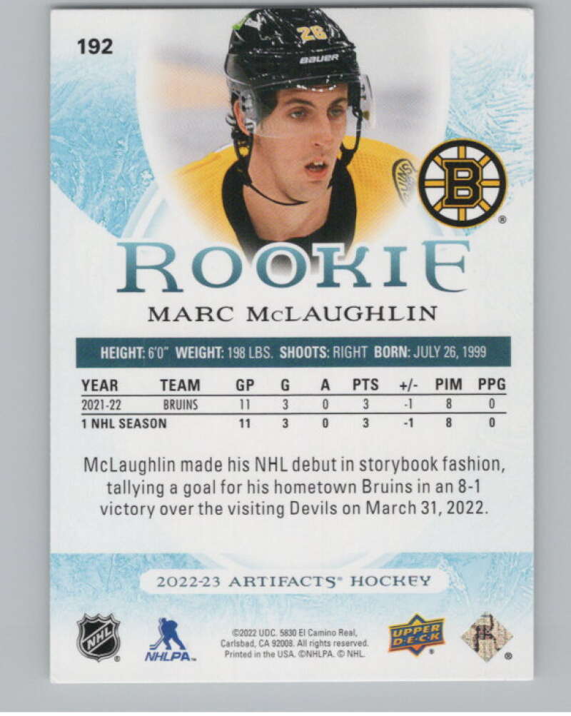 2022-23 Upper Deck Artifacts Turquoise #192 Marc McLaughlin RC Rookie  V102476 Image 2